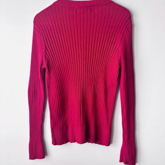 Ralph Lauren Jeans Co Red Long Sleeve Sweater V-Neck Button Ribbed 100% cotton - Picture 3 of 6